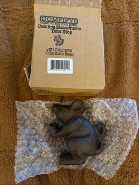 COMFIFY Cast Iron Mouse Door Stop in Rustic Brown